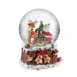 Schneekugel "Weihnachtsmann mit Rentier" Clearance