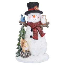 Schneemann mit Eule und Eichhörnchen, LED Discount
