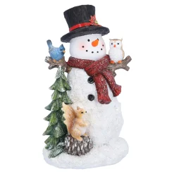 Schneemann mit Eule und Eichhörnchen, LED Discount