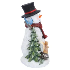 Schneemann mit Eule und Eichhörnchen, LED Discount