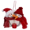 Schneemannpaar mit Geschenk, Filz-Baumbehang Sale