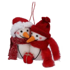 Schneemannpaar mit Geschenk, Filz-Baumbehang Sale