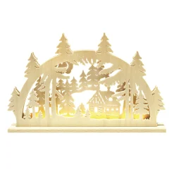 RATAGS Holzdesign Schwibbogen "Kleines Waldhäuschen", 230V mit USB A-Anschluss Hot