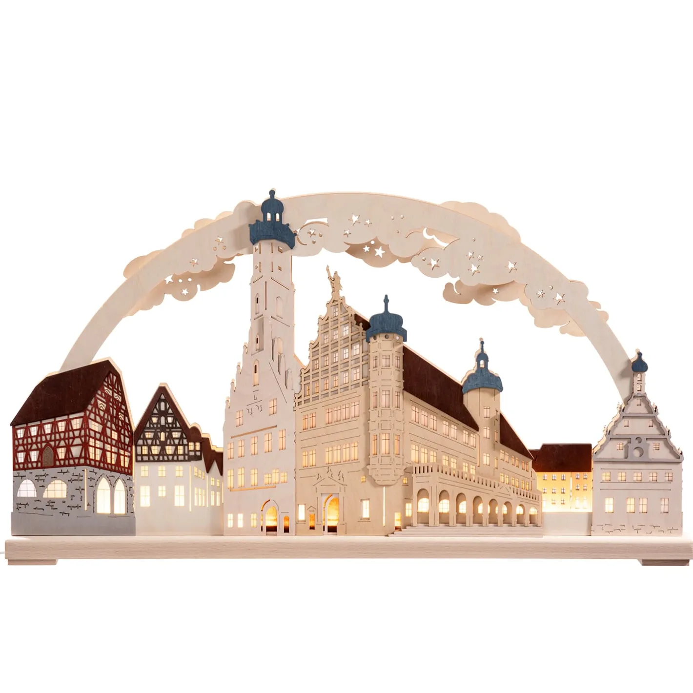 RATAGS Holzdesign Schwibbogen "Rothenburg ob der Tauber" 115V mit USB A-Anschluss New