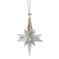 Stern mit Glimmer, silber, 6 cm Hot
