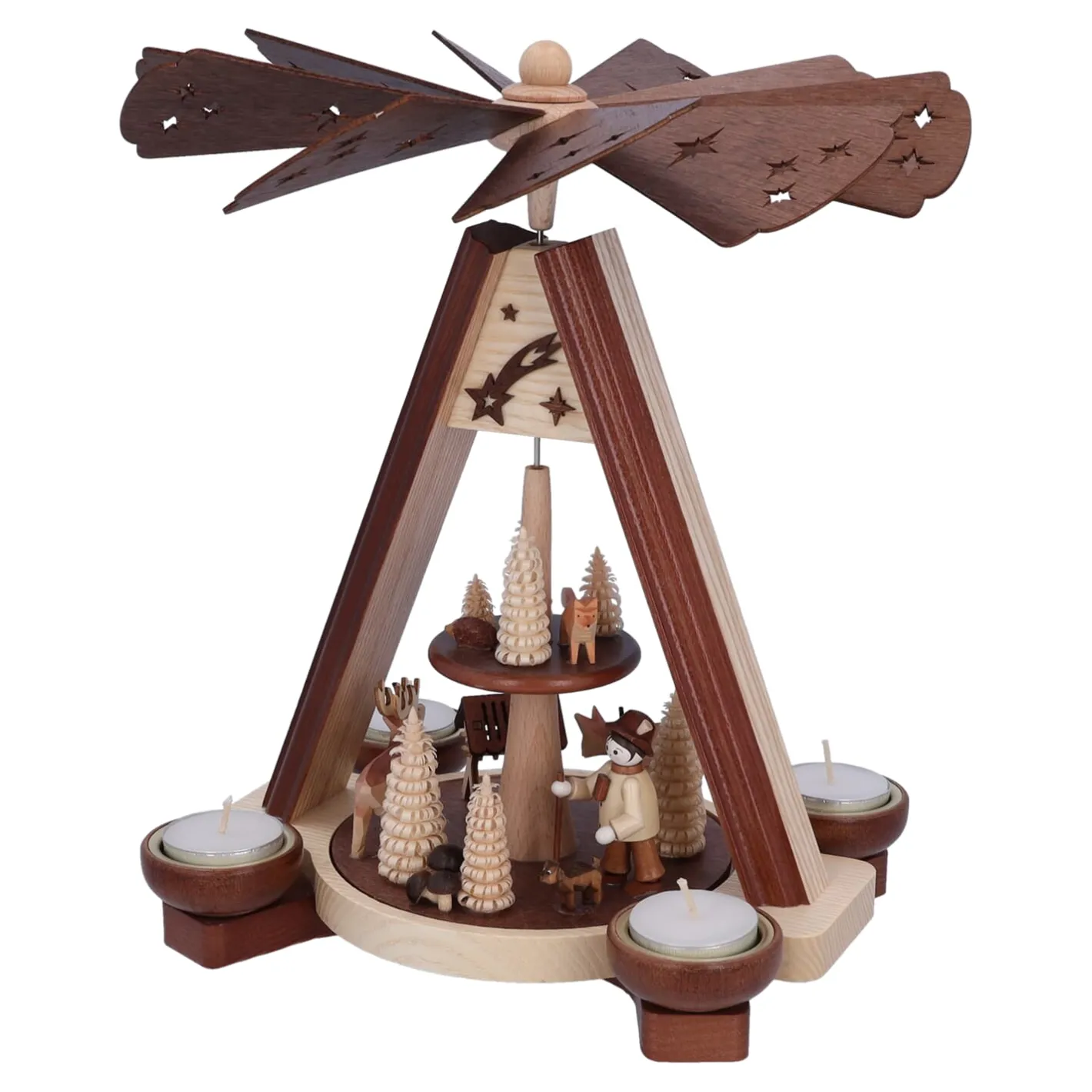HODREWA Teelicht-Pyramide "Jäger im Wald"