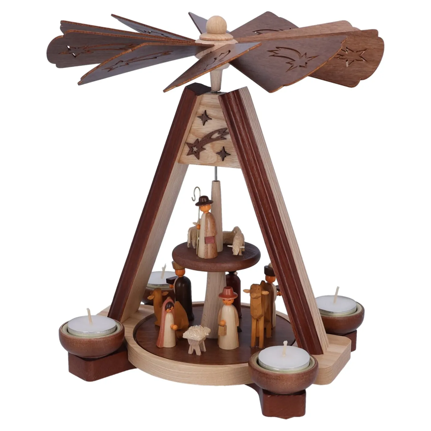 HODREWA Teelicht-Pyramide "Krippe mit Hirte" Outlet