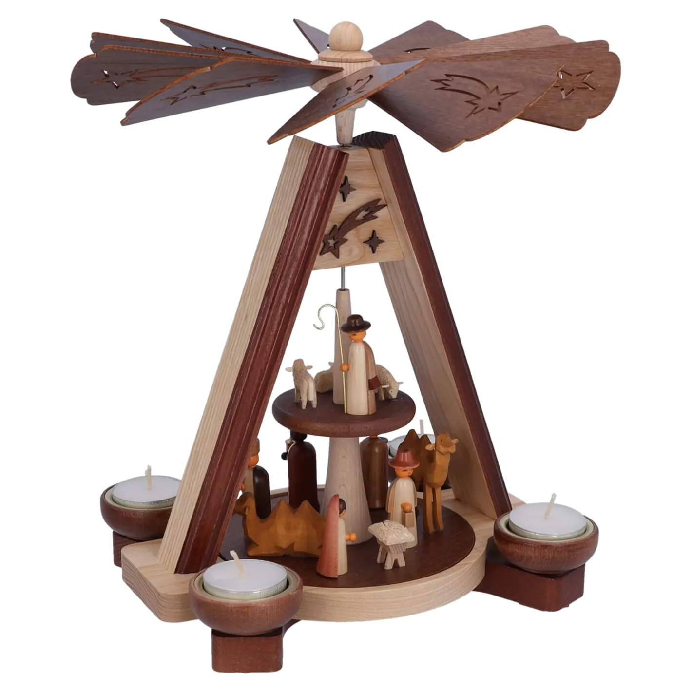 HODREWA Teelicht-Pyramide "Krippe mit Hirte" Outlet