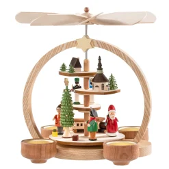 Teelicht-Pyramide Weihnachtsmann im Dorf Online