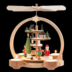 Teelicht-Pyramide Weihnachtsmann im Dorf Online