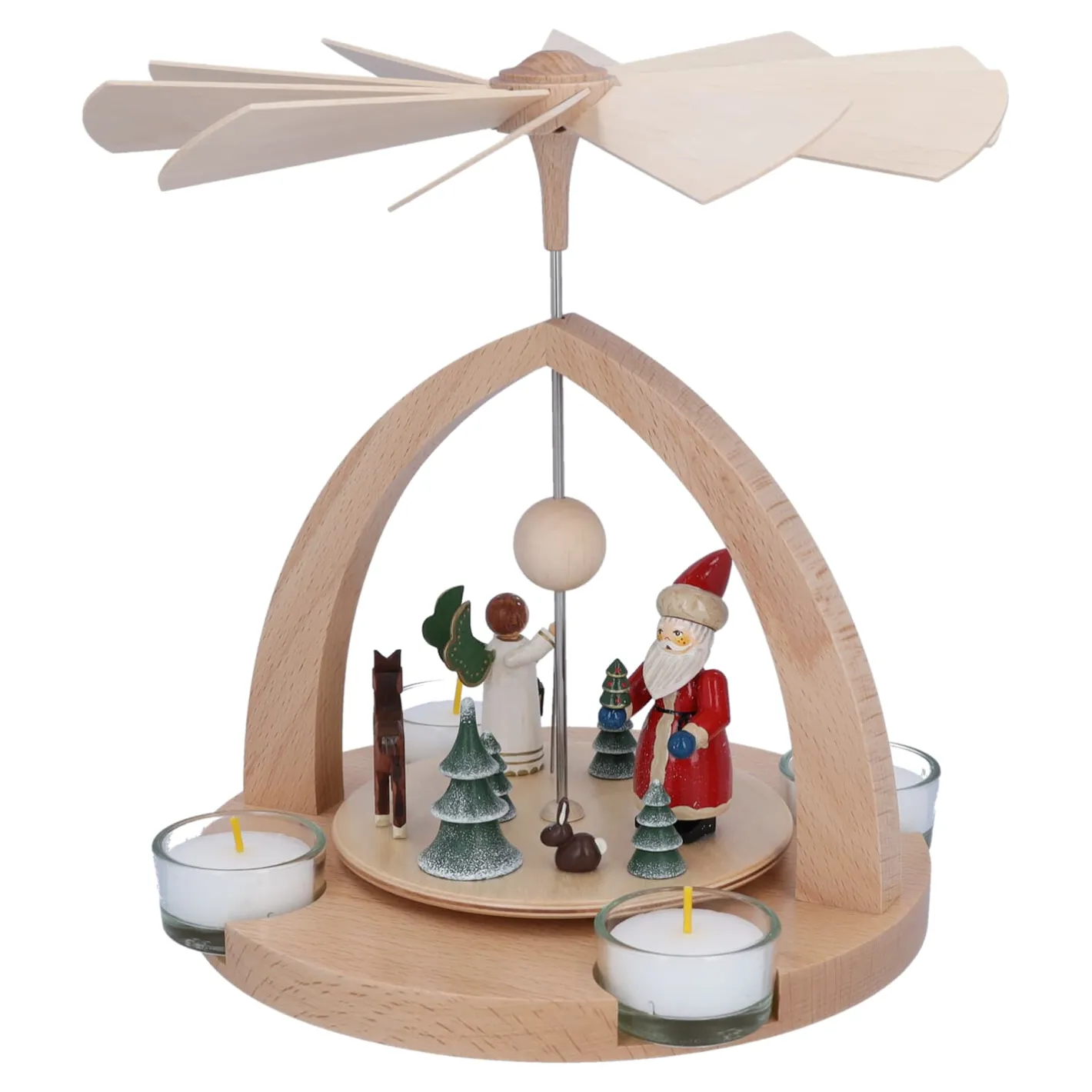 Teelicht-Pyramide "Weihnachtsmann mit Engel" Discount