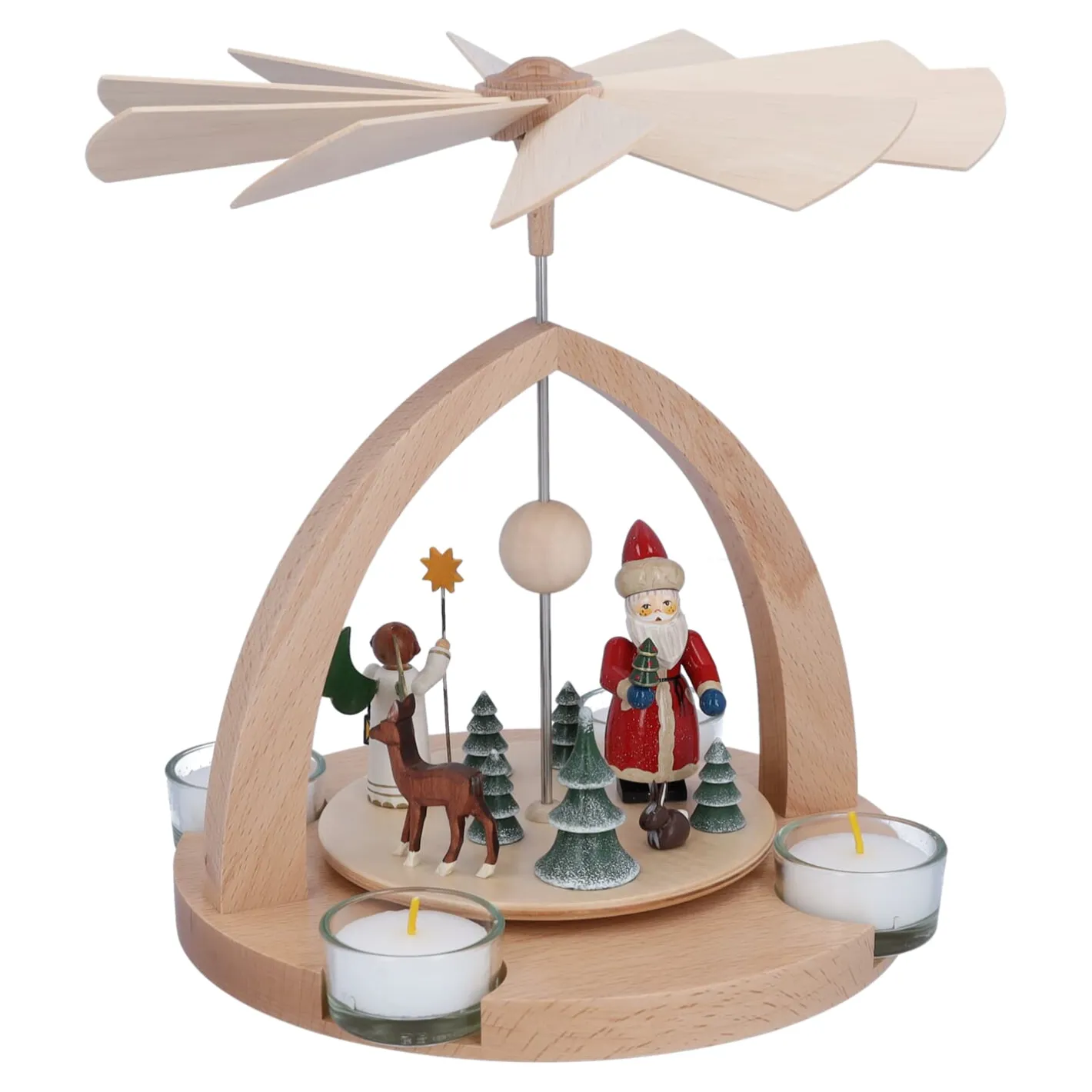 Teelicht-Pyramide "Weihnachtsmann mit Engel" Discount