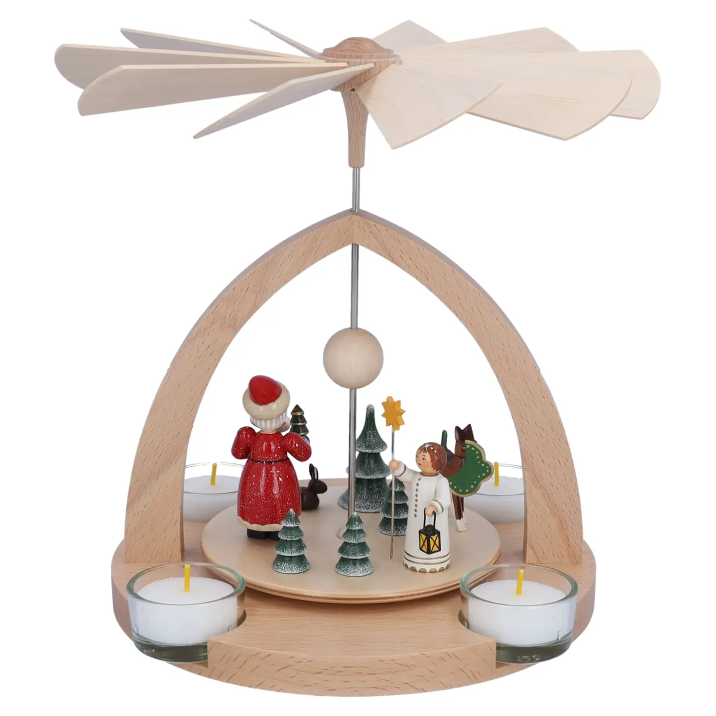 Teelicht-Pyramide "Weihnachtsmann mit Engel" Discount