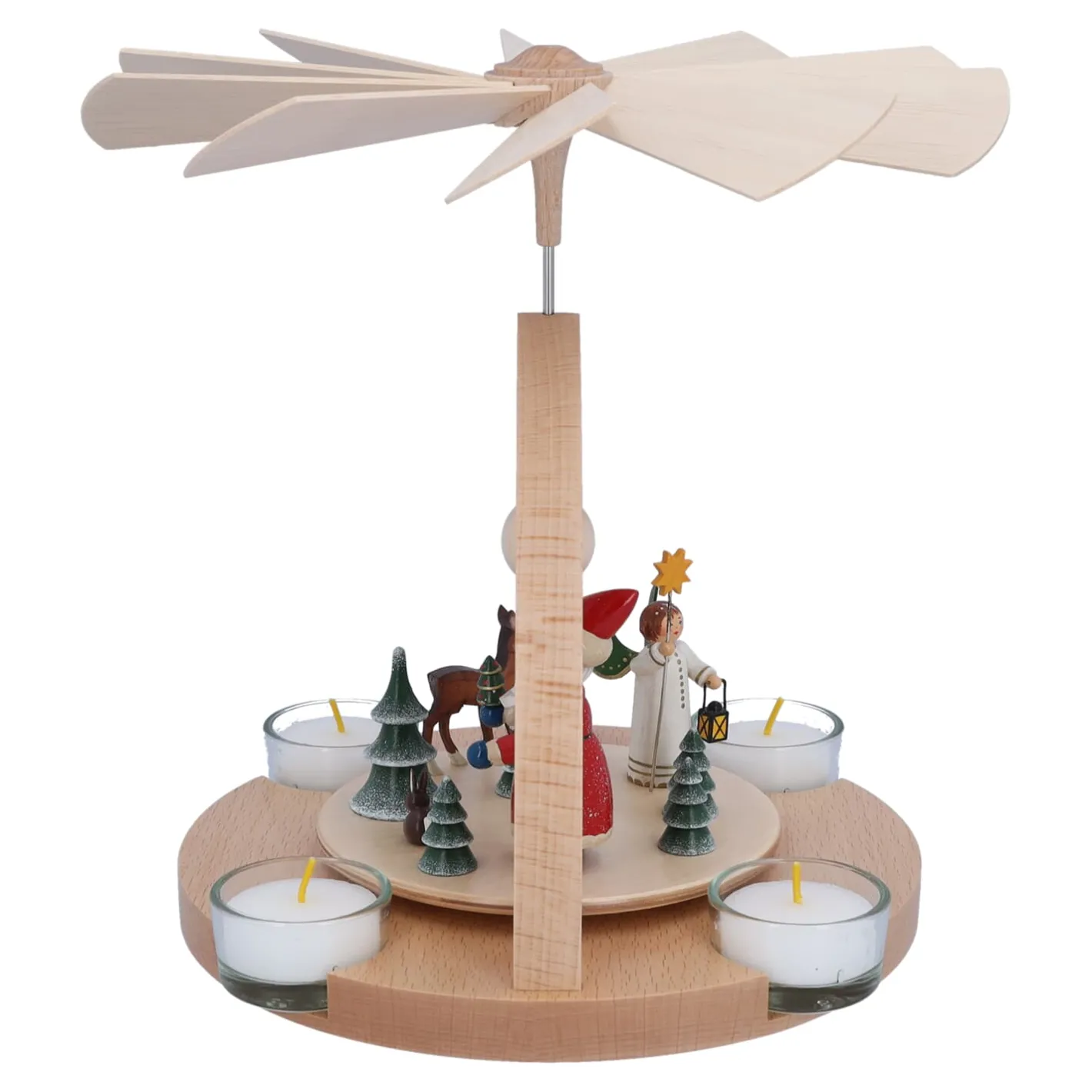 Teelicht-Pyramide "Weihnachtsmann mit Engel" Discount
