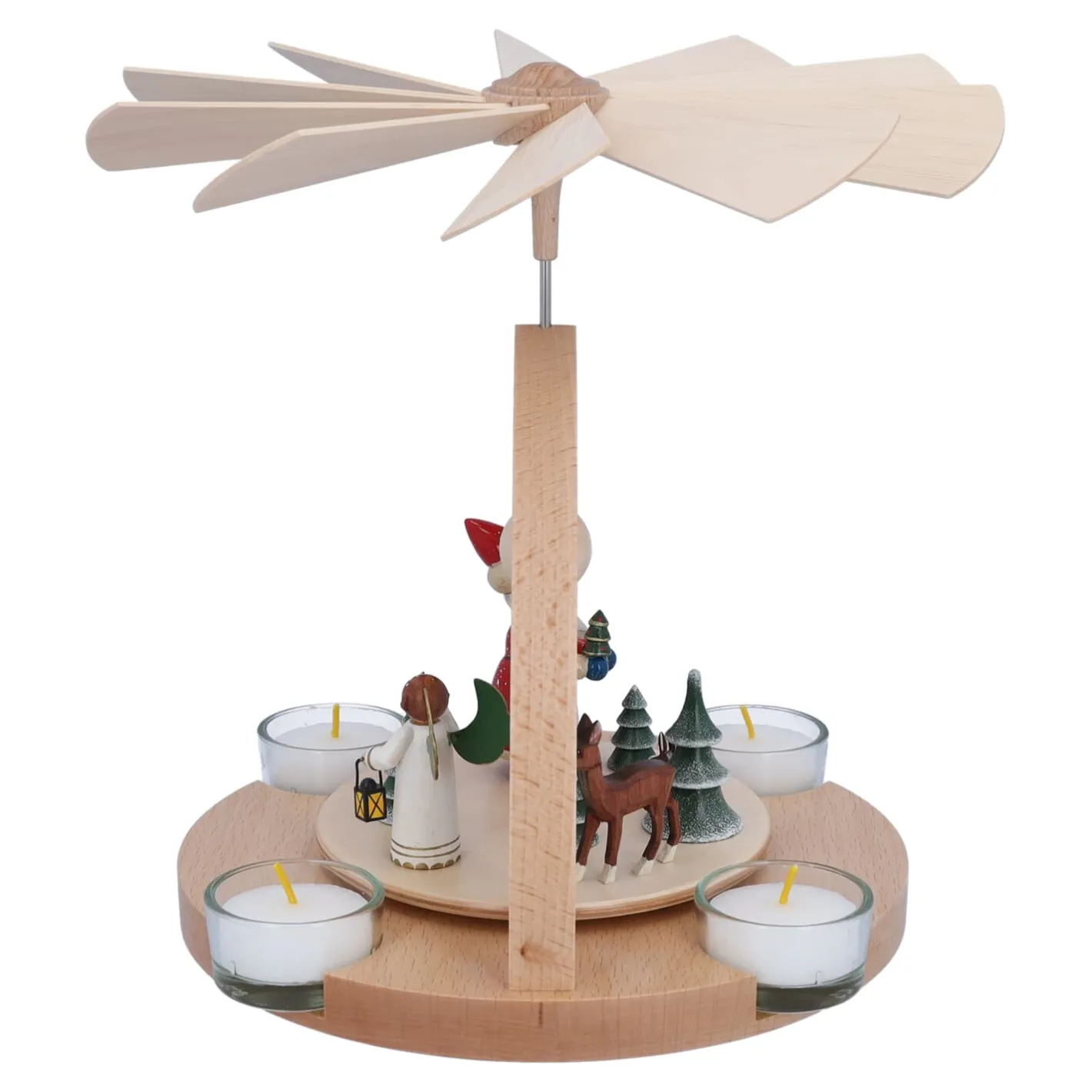 Teelicht-Pyramide "Weihnachtsmann mit Engel" Discount