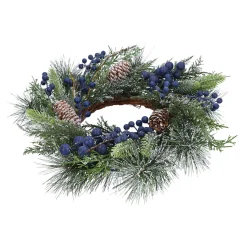 Tür- oder Tischkranz mit blauen Beeren und Zapfen Clearance