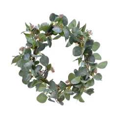 Tür- /Tischkranz mit Eukalyptusblätter, Beeren und Glitzer