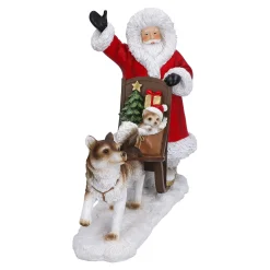 Weihnachtsmann mit Hundeschlitten, Standfigur Sale