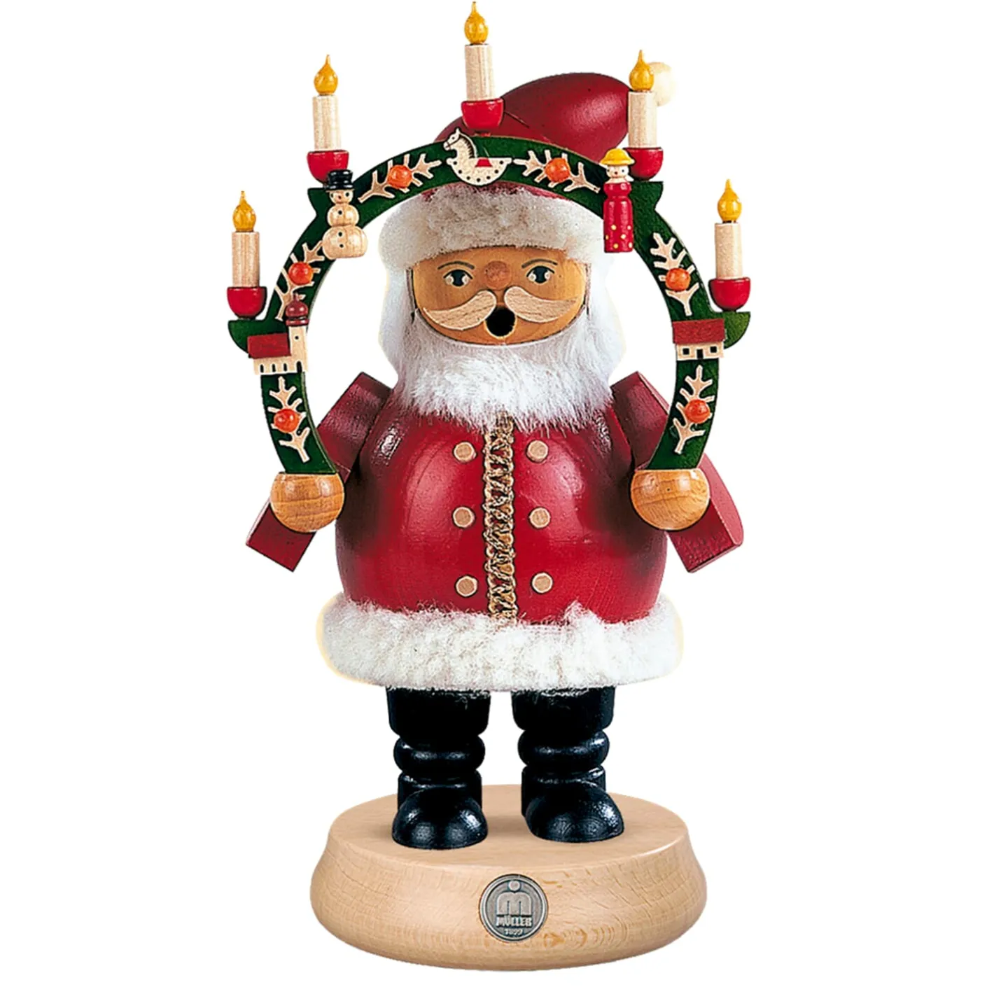 Müller Kleinkunst Weihnachtsmann mit Kerzenbogen, Räuchermännchen Best