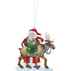 Käthes Original Weihnachtsmann mit Rentier, Zinn-Baumbehang Best