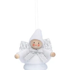 Käthes Original Weihnachtswichtel auf Glocke, weiß, Holz-Baumbehang New