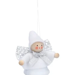Käthes Original Weihnachtswichtel auf Glocke, weiß, Holz-Baumbehang New