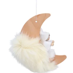 Käthes Original Weihnachtswichtel auf Mond, weiß, Holz-Baumbehang Outlet