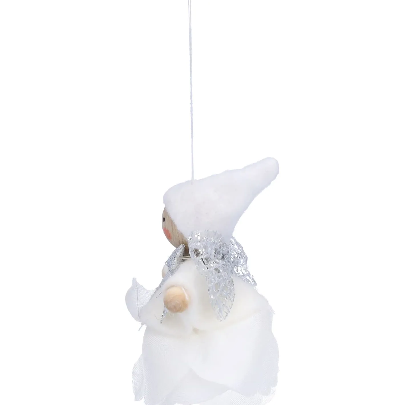 Käthes Original Weihnachtswichtel auf Rose, weiß, Holz-Baumbehang New