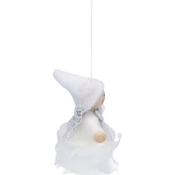 Käthes Original Weihnachtswichtel auf Rose, weiß, Holz-Baumbehang New