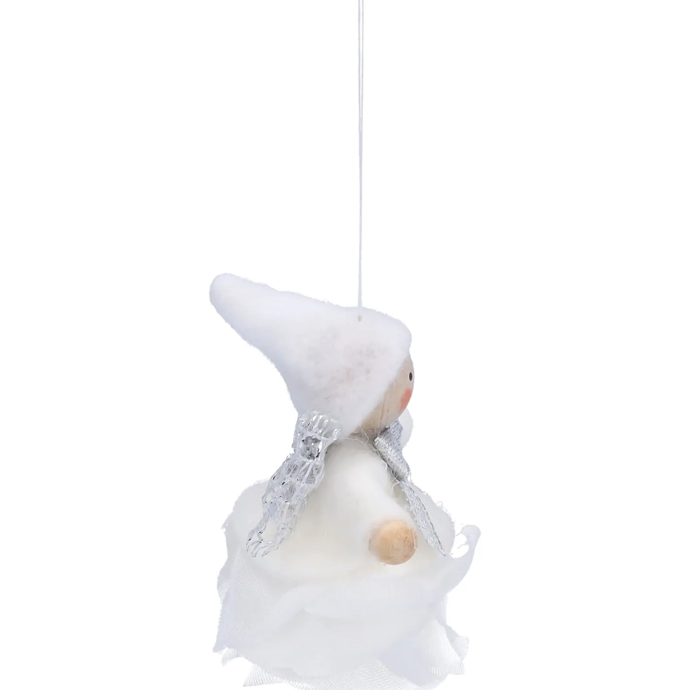 Käthes Original Weihnachtswichtel auf Rose, weiß, Holz-Baumbehang New
