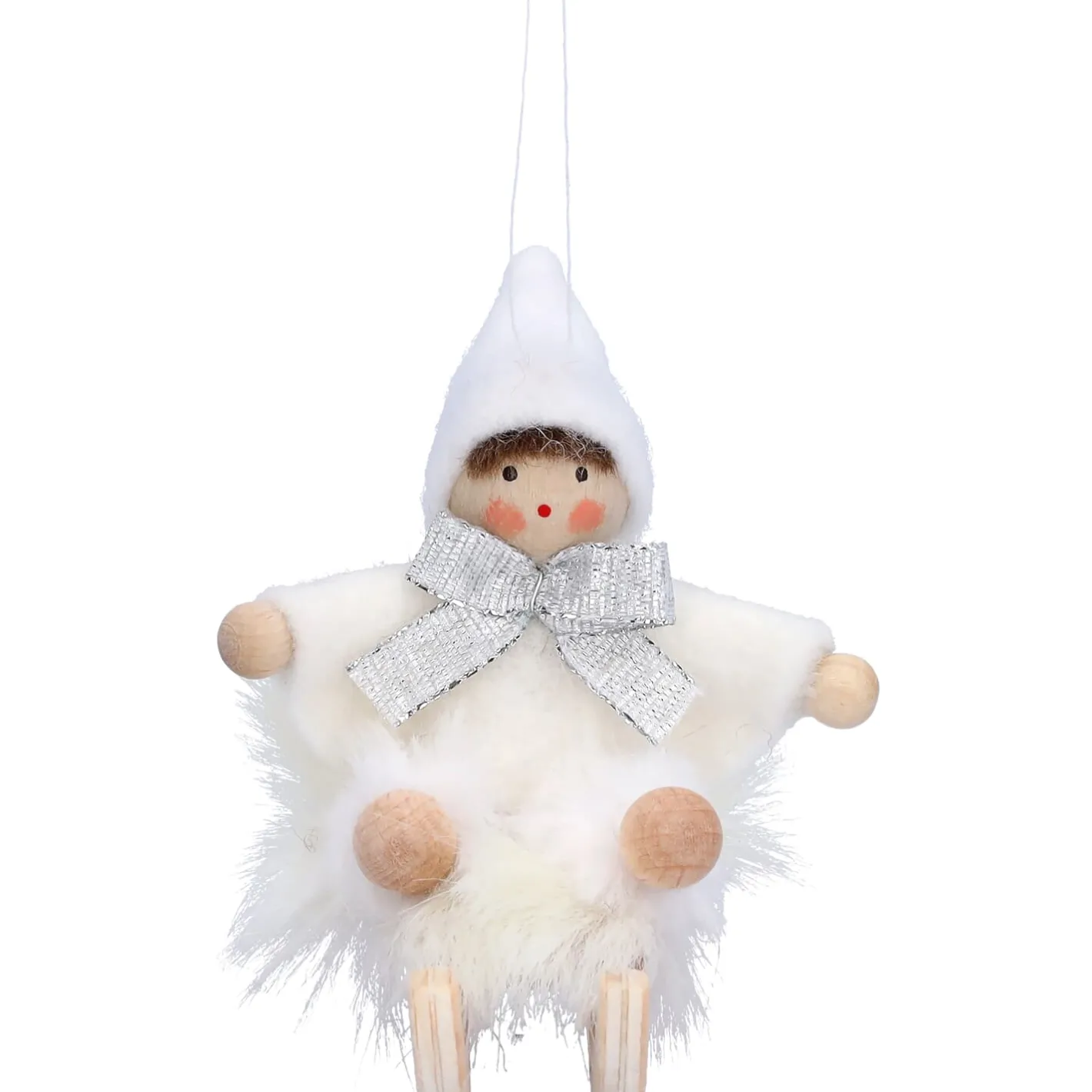 Käthes Original Weihnachtswichtel auf Schlitten, weiß, Holz-Baumbehang Discount
