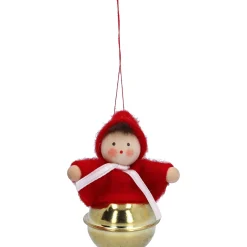 Käthes Original Weihnachtswichtel auf Schelle, rot, Holz-Baumbehang Discount