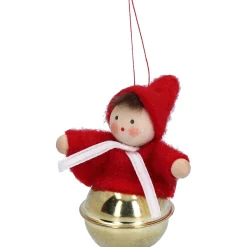 Käthes Original Weihnachtswichtel auf Schelle, rot, Holz-Baumbehang Discount