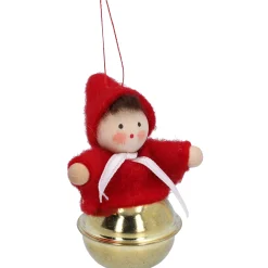 Käthes Original Weihnachtswichtel auf Schelle, rot, Holz-Baumbehang Discount