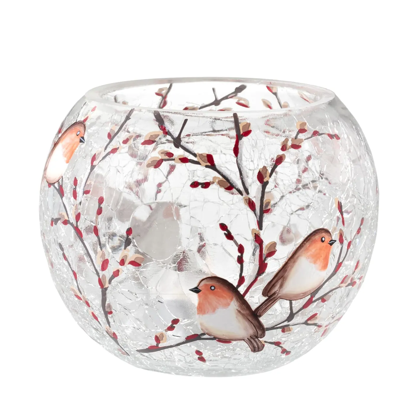 Windlicht "Rotkehlchenfamilie" oval , 8 cm Best