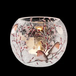 Windlicht "Rotkehlchenfamilie" oval , 8 cm Best