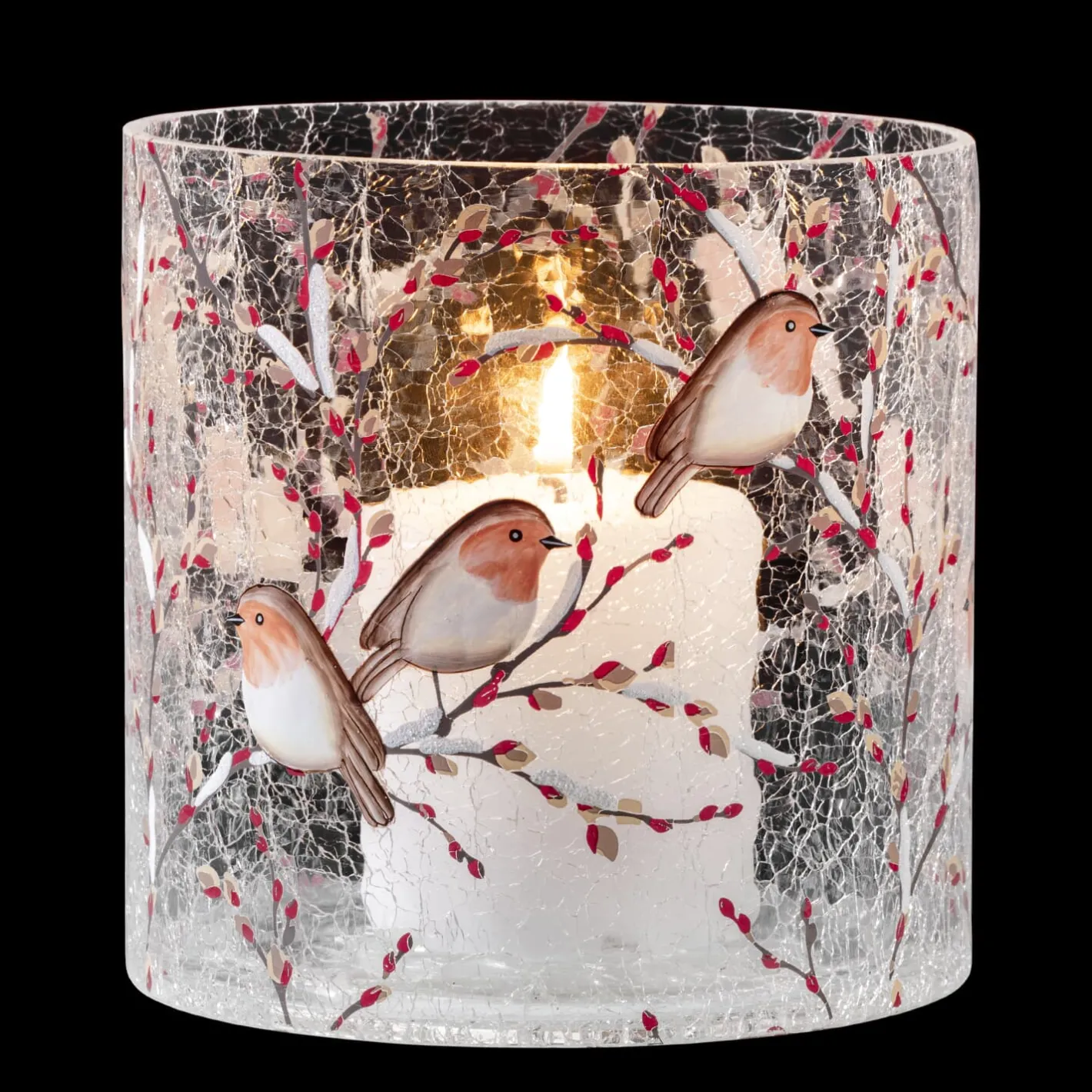 Windlicht "Rotkehlchenfamilie", 15 cm Outlet