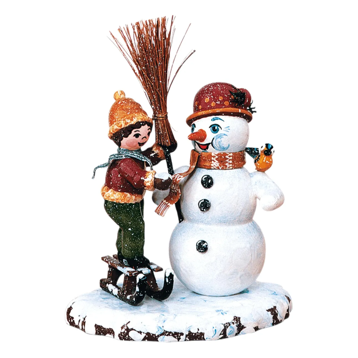 Hubrig Volkskunst Winterkinder Junge mit Schneemann Best