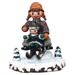 Hubrig Volkskunst Winterkinder Schlittenfahrerin Sale