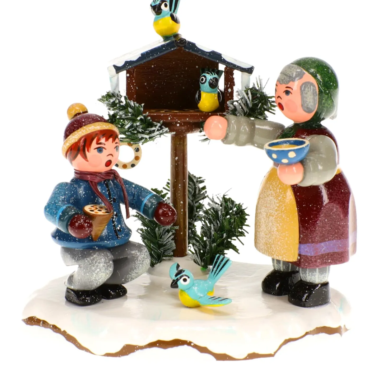 Hubrig Volkskunst Winterkinder Vogelfütterung
