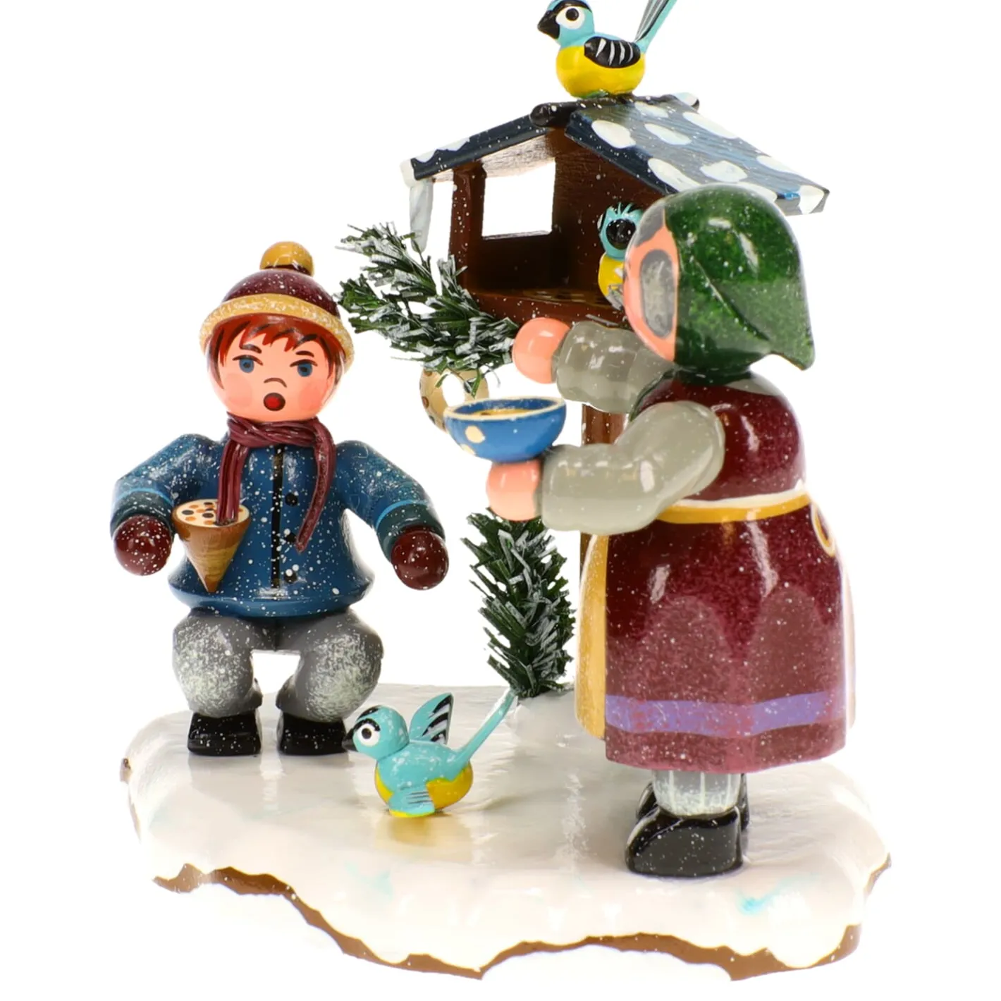 Hubrig Volkskunst Winterkinder Vogelfütterung
